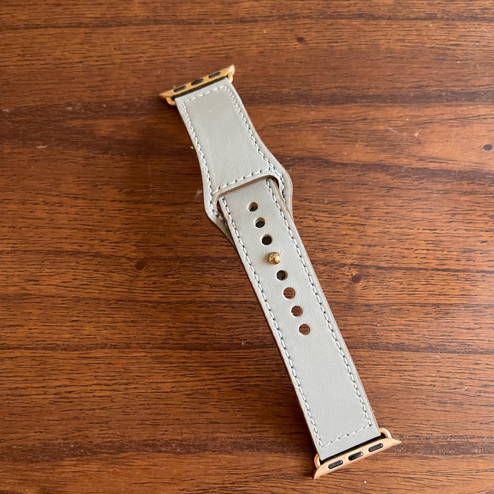 Grey Leather Apple Watch Band